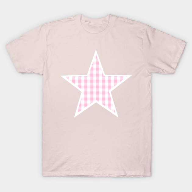 Soft Pink Gingham Star T-Shirt by bumblefuzzies